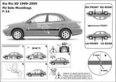 Rider Ochranné lišty bočných dverí, Kia Rio I, 1999-2005