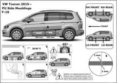 Rider Ochranné lišty bočných dverí, VW Touran II, 2016-