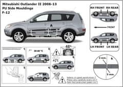 Rider Ochranné lišty bočných dverí, Mitsubishi Outlander II, 2006-2012