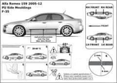 Rider Ochranné lišty bočných dverí, Alfa Romeo 159, 2005->2011, sedan