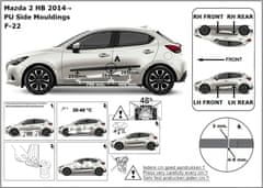 Rider Ochranné lišty bočných dverí, Mazda 2 IV, 2014- , Hatchback