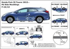 Rider Ochranné lišty bočných dverí, Honda Civic Tourer IX, 2013-2017, Combi