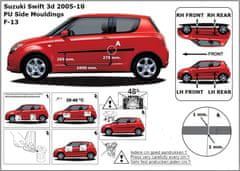 Rider Ochranné lišty bočných dverí, Suzuki Swift III, 2005-2010, 3 dvér.