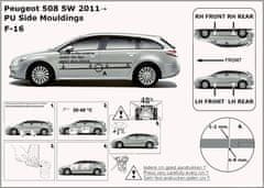 Rider Ochranné lišty bočných dverí, Peugeot 508, 2010-2018, Combi, Sedan