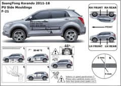 Rider Ochranné lišty bočných dverí, Ssangyong Korando III, 2010-2019