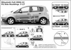 Rider Ochranné lišty bočných dverí, Mitsubishi Colt, 2008-2012, 5-dvér.