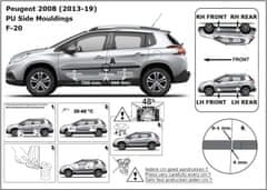 Rider Ochranné lišty bočných dverí, Peugeot 2008, 2013-2019