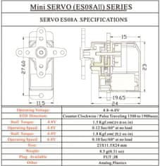 YUNIQUE GREEN-CLEAN Analógové servo s plastovými prevodmi EMax ES08A II 8.6g so sadou ramennej konzoly 15T pre náhradné diely pre axiálne modely RC automobilov SCX24