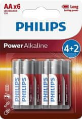 Philips Batéria LR6P6BP/10 Power Alkalická AA 4+2ks