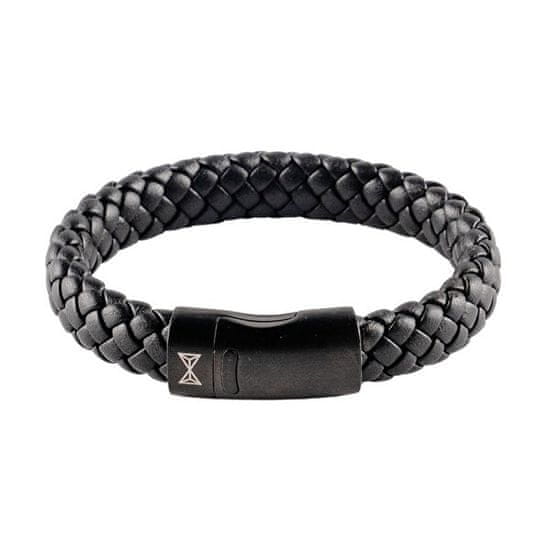 AZE JEWELS Módny kožený náramok Junior Iron Jack Black-on-Black AJ-BL402-B