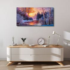 COLORAY.SK Obraz canvas Západ slnka na rieke sneh 100x50 cm