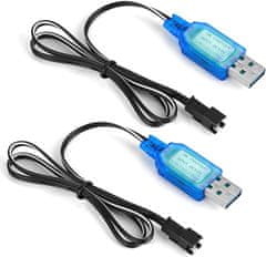 YUNIQUE GREEN-CLEAN 2ks USB nabíjací kábel SM-2P 250mAh výstup RC auto pre 6V Ni-Mh batérie farba svetlo modrá