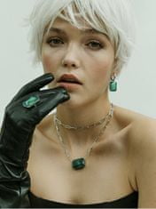 Preciosa Luxusný oceľový prsteň s ručne mačkaným kameňom českého krištáľu Preciosa Ocean Emerald 7446 66 (Obvod 57 mm)