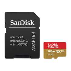 SanDisk Extreme microSDXC 128GB + SD adaptér 190MB/s a 90MB/s A2 C10 V30 UHS-I U3