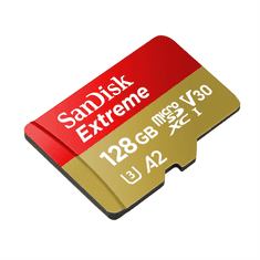 SanDisk Extreme microSDXC 128GB + SD adaptér 190MB/s a 90MB/s A2 C10 V30 UHS-I U3