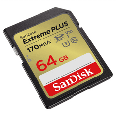 SanDisk Extreme PLUS 64 GB SDXC Memory Card 170 MB/s a 80 MB/s, UHS-I, Class 10, U3, V30