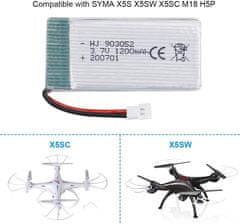 YUNIQUE GREEN-CLEAN 4ks Nabíjateľná Lipo batéria (3,7V, 1200mAh Lipo) pre Rc drony Syma X5SC X5SW Quadcopters