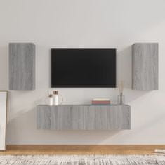 Vidaxl 4-dielna súprava TV skriniek sivý dub sonoma spracované drevo