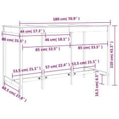 Petromila vidaXL Barový stolík biely 180x80x110 cm borovicový masív