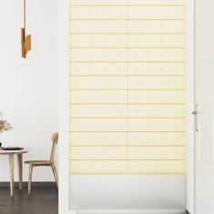 Vidaxl Nástenné panely 12 ks krémové 60x15 cm umelá koža 1,08 m²