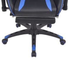 Vidaxl Sklápacie kancelárske kreslo s podnožkou, pretekársky dizajn, modré