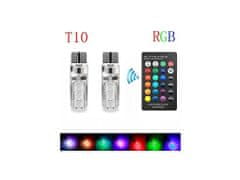 commshop RGB LED autožiarovky W5W T10 s diaľkovým ovládaním, 2ks