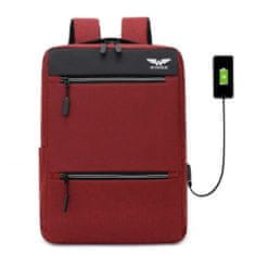 Wings USB mestský a turistický batoh, červený