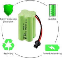 YUNIQUE GREEN-CLEAN 1 kusová 4,8V AA batéria, 2400mAh nabíjateľná Ni-MH batéria, SM 2P zástrčka pre HY800 F1 F3 RC Boat RC zbernicu s nabíjacím káblom SM 2P USB