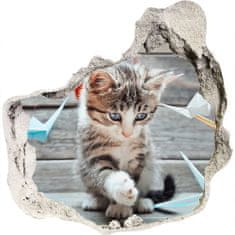 Wallmuralia.sk Diera 3D fototapety nálepka Mačka s papierovými vtákmi 100x100 cm