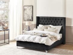 Beliani Zamatová posteľ 140 x 200 cm čierna LUBBON