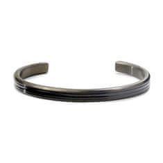 Rebel & Rose Pevný otvorený náramok z ocele Bangle Black Lines RR-MB005-B (Rozmer 19 cm - L)