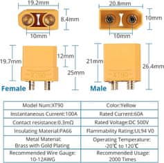 YUNIQUE GREEN-CLEAN 10 párov XT90 Vysoko kvalitné konektory, mužsko-ženské, konektory pre batérie modelu Rc Lipo