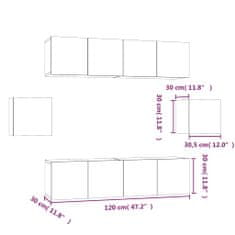 Vidaxl 6-dielna súprava TV skriniek dymový dub spracované drevo