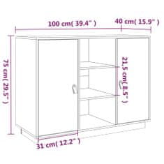 Petromila vidaXL Komoda biela 100x40x75 cm borovicový masív