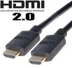 HDMI 2.0 High Speed + Ethernet kábel, pozlátené konektory, 1m