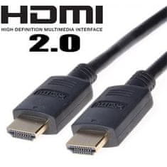 HDMI 2.0 High Speed + Ethernet kábel, pozlátené konektory, 1m