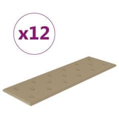 Vidaxl Nástenné panely 12 ks kapučínové 90x30 cm umelá koža 3,24 m²