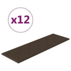 Vidaxl Nástenné panely 12 ks hnedé 90x30 cm umelá koža 3,24 m²