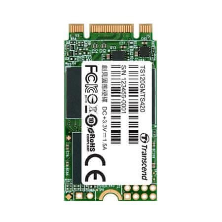 Transcend MTS420S 120 GB SSD disk M.2 2242, SATA III (3D TLC), 500 MB/s R, 350 MB/s W