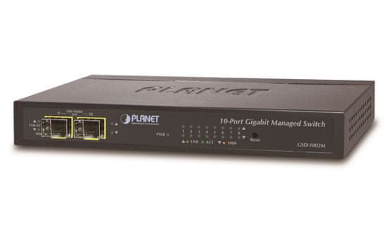 Planet GSD-1002 L2 switch, 8x1Gb, 2x1Gb SFP, 48-56VDC, fanless