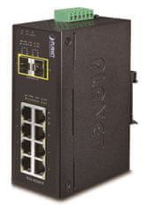 Planet IGS-1020TF Priemyselný Switch 8x 10/100/1000T, 2x 100/1000X SFP, -40~+75°C