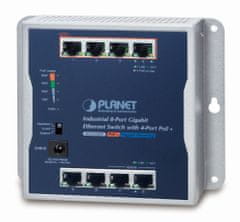 Planet Planét priemyselný plochý switch 8x 1Gb, 4x PoE 30/60W, 48-56V, IP30, -20/60st, fanless