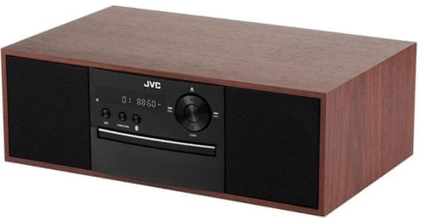 moderný mikrosystém JVC RD-E761 rádio bluetooth technológia cd mechanika funkcia kódovania pekný drevený design