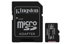 Kingston 64GB microSDXC CANVAS Plus Memory Card 100MB read - UHS-I class 10 Gen 3