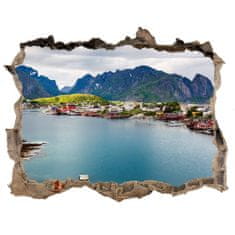 Wallmuralia.sk Díra 3D ve zdi nálepka Lofoten v nórsku 168x113 cm