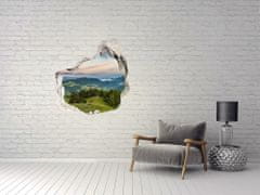 Wallmuralia.sk Díra 3D ve zdi nálepka Panorama pieniny 75x75 cm