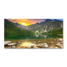 Wallmuralia.sk Foto obraz akryl do obývačky Morské oko Tatry 125x50 cm 2 prívesky