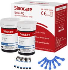 Sinocare sada 50 náhradných prúžkov + 50 lanciet pre inteligentný glukomer Safe AQ