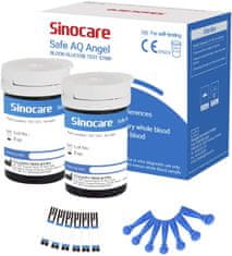 Sinocare sada 50 náhradných prúžkov + 50 lanciet pre glukomer Safe AQ Angel