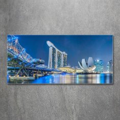 Wallmuralia.sk Foto obraz akrylový Singapur noc 100x50 cm 2 prívesky